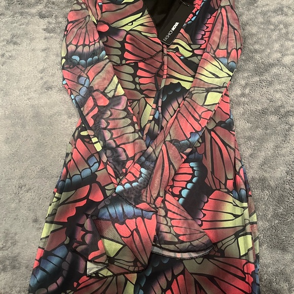 Mariposa Beauty Mesh mini dress black /combo  fashion nova - Picture 6 of 7